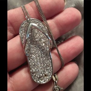 Sterling Silver Pave Sim/Asia Flip Flop Pendent 18